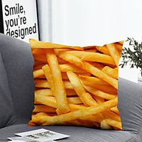 1pc Cushion Cover with Pillow Insert Double Print 38x38cm / 45x45cm Polyester French Fries