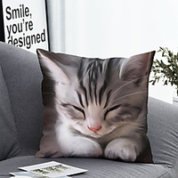 1pc Cushion Cover with Pillow Insert Double Print 38x38cm / 45x45cm Polyester Kittie Cat