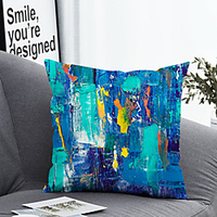 1pc Cushion Cover with Pillow Insert Double Print 38x38cm / 45x45cm Polyester Oil Painting Style