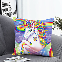1pc Cushion Cover with Pillow Insert Double Print 38x38cm / 45x45cm Polyester Rainbow Unicorn
