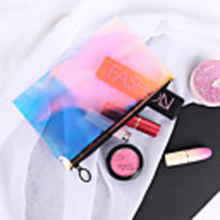 1pc Travel Organizer Cosmetic Bag Travel Toiletry Bag Large Capacity Washable Travel Storage Durable Transparent Holographic PVC(PolyVinyl Chloride) Portable Foldable Luggage
