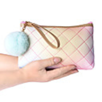 1pc Travel Organizer Cosmetic Bag Travel Toiletry Bag Large Capacity Waterproof Travel Storage Durable Color Gradient Fur Ball PU Leather Portable Foldable Luggage