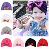 1pcs Infant Unisex Active Solid Colored Bow Hats Caps White / Black / Blue One-Size