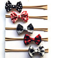 1pcs Toddler / Infant Unisex Active Check Bow Hair Accessories Black / Red / Wine One-Size