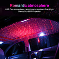 1pcs USB RGB Car Light Roof Star Night Light Projector Atmosphere Galaxy Lamp USB Decorative Lamp Adjustable Multiple Lighting(Common style)