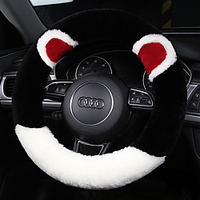 1Pcs Winter Fashion Wool Fur Soft Furry Steering Wheel Covers Cartoon Fluffy Cover Fuzz Warm Non-slip Car Decoration Long Hair Interior Accessories for Women Fit 15 to 17 inch miniinthebox