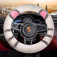 1Pcs Winter Fashion Wool Fur Soft Furry Steering Wheel Covers Cartoon Fluffy Cover Fuzz Warm Non-slip Car Decoration Long Hair Interior Accessories for Women Fit 15 to 17 inch miniinthebox