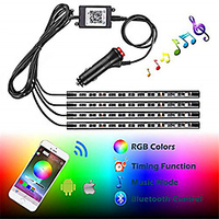 1set Car RGB LED Neon Interior Light Lamp Strip Decorative 124 LED Atmosphere Lights Wireless Phone APP Control For Android IOS 12V