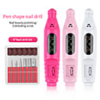 1Set Electric Nail Drill Machine Kit USB Charging Manicure Machine Pedicure 6 Bits Sanding Buffer Nail File Nail Art Pen