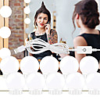 1set LED Makeup Mirror Light Vanity LED Light Bulbs Cosmetic Lighted Make up Mirrors Bulb Bright Lights Wall Lamp for Dressing Table