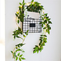 1X 2M 20 LED Artificial Plants String Light Green Leaf With Flower Ivy Vine Fairy Light String Leaves Lamp Garland DIY Hanging Home Indoor Decor Lighting AA Battery Power (come without battery)