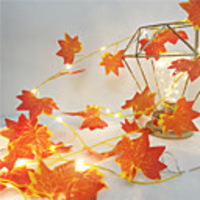 1X 2M 20Leds Lights Maple Leaves Garland Led Fairy String Light For Christmas New Year Party Decoration Autumn String Light DIY Decor Lighting AA Battery Power (come without battery)