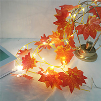 1X 2M 20Leds Lights Maple Leaves Garland Led Fairy String Light For Christmas New Year Party Decoration Autumn String Light DIY Decor Lighting AA Battery Power (come without battery) miniinthebox