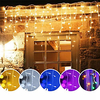1X 4M 96Leds Xmas Colorful Icicle LED Fairy String Light Flashing Lighting Curtain Light IP65 Waterproof Outdoor Holiday Party Connectable Wave Flexible Lights AC110V 120V 220V 230V 240V EU US Plug