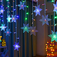 1X Colorful Xmas Snowflake LED String Lights Flashing Lights Curtain Light IP65 Waterproof Holiday Chritsmas New Year Party Connectable Wave Fairy String Light AC110V 220V EU US Plug