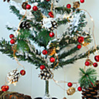 1X LED Fairy String Light DIY Pine Cone Copper Wire Flexible Holiday String For Christmas New Year Garland Decor Lights AA Battery Power Warm White String Lighting (Come without Battery)