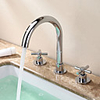 2-Handle Bathroom Faucet,  Chrome 3 Holes Widerspread,  Brass Bathroom Sink Faucet with Supply Lines
