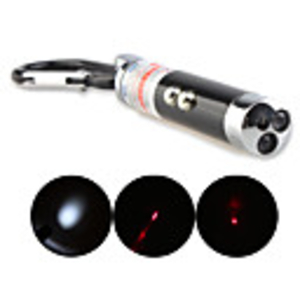 2 in 1 Mini LED Red Laser Pointer Keychain Flashlight Black