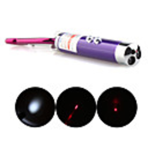 2 in 1 Mini LED Red Laser Pointer Keychain Flashlight Purple