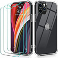 2 in 1 Slim Clear Soft TPU Silicone Cover For iPhone 12 Pro Max 12 Mini Case amp; Screen Protector Safety Glass 3PCS For iPhone 11 Pro Max 11 Pro SE 2020 XS XS MAX XR 8 7 6 Plus