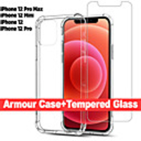2 in 1 Slim Clear Soft TPU Silicone Cover For iPhone 12 Pro Max 12 Mini Case amp; Screen Protector Safety Glass For iPhone 11 Pro Max 11 Pro SE 2020 XS XS MAX XR 8 7 6 Plus