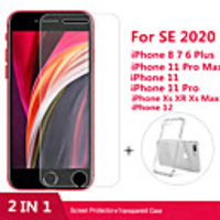 2 in 1 Tempered glass For iphone SE 2020 11 Pro Max XR Soft Clear Caseamp;Tempered glass For iphone 6 7 8 11 6S Plus