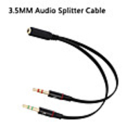2 in 1 Universal 3.5mm Stereo Audio Male to 2 Female Headphone Microphone Y Splitter Audio Cable Cord Wire Adapter