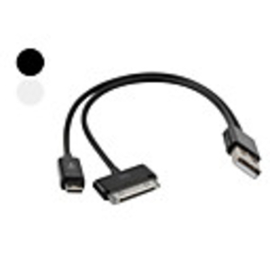 2-In-1 USB to Apple 30 Pin and Micro USB Data Sync and Charging Cable (Assorted Colors)