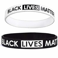 2-pack black lives matter silicone rubber stretchy bracelets blm wristbands gifts for men ladies teens