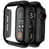 [2 pack] Case for Apple Watch Series 6/SE/5/4 /3/2/1 44mm 42mm 40mm 38mm Built-in 9h Tempered Glass Screen Protector,  Hard PC Ultra-thin Bumper HD Clear Film Full Coverage Cover Black miniinthebox