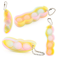 2 Pack Fidget Toy Squeeze Bean Toy Keychain Soybean Stress Relieving Pea Keyring Toys Rubber Buttons Pop Bubble Sensory Toys Phone Chain Pendant Gift for Kid Adult Release Stress Anxiety miniinthebox