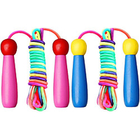 2 Pack Kids Jump Ropes Adjustable Jump Rope Kids Fitness Skipping Rope Skipping Rope with Wooden Handle for Exercise Workout miniinthebox