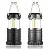 2 pack led camping lantern with flicking flame light - portable lanterns flashlights battery powered led warm light - collapsible,  waterproof,  shockproof led lantern for hiking,  emergency,  hurricane