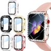 2 Pack Watch Case with Screen Protector Compatible with Apple iWatch Series 7 / SE / 6/5/4/3/2/1 Scratch Resistant Ultra-thin Bling Diamond Tempered Glass / Hard PC Watch Cover miniinthebox