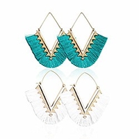 2 pairs colorful statement tassel earrings boho v shape hanging fringe dangle earrings for women girls