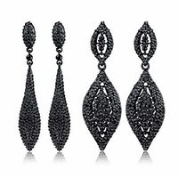 2 pairs elegant wedding bridal dangle earrings crystal rhinestone prom long teardrop earring costume jewelry set