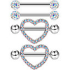 2 pairs stainless steel nipple ring cz barbell rhinestone nipple studs for nipple tougue body piercing,  14 g (ab clolor)