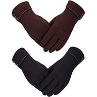 2 pairs women winter gloves warmer plush glove lined windproof gloves for women and girls,  23 x 8.5 cm,  black miniinthebox