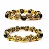 2 pcs 12mm hand carved mantra stone feng shui black obsidian wealth bracelets for men women