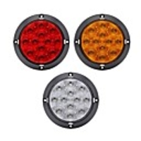 2 Pcs 4W ABS Housing 12 LED Clear Lens Red 4Inch Round Brake Stop Truck Tail Light