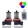 2 Pcs 5050 27SMD 3 Core LED RGB Remote Control Car Headlight DRL Flash Fog Light Bulb 9005 9006 H7 H11 Lamp