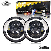 2 Pcs 7 Inch Headlight Auto Led Headlight for 4x4 UAZ Lada Niva White Yellow Angel Eye H4 H13 Hi Lo Beam 50W 30W 10-30V