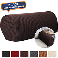 2 Pcs Stretch Sofa Couch Armrest Covers Slipcovers Recliner Armrest Elastic Solid Colored Flocking Polyester Brown Soft Washable miniinthebox