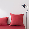 2 pcs Water Washed Silk Pillow Cover,  Red Solid Colored Square Traditional Classic