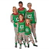 2 Piece Family Look Active Vintage Striped Geometric Graphic Print Long Sleeve Regular Clothing Set Green