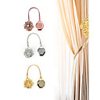 2 Pieces Crystal Flower Shape Magnet Curtain Buckle Magnetic Tiebacks For Curtains Window Curtain Clip Holder Strap Home Decor Accessory Adjustable Tie Back Straps Clips Home Decoration