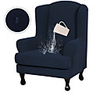 2 Pieces Sofa Cover High Stretch Jacquard Fabric Furniture WaterProof Slipcover Stay in Place Soft Spandex Form Fit Wing Back Armchair Slipcovers Skid Resistance Machine Washable