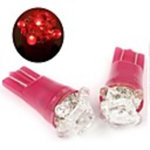 2 Red LED T10 Car Bulbs with 5 LED