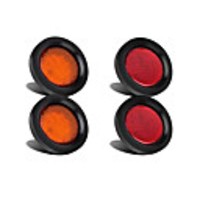 2 Red Round Trailer 7 LED Marker Lights DOT FMVSS 108 SAE P2 Reflector Lens Grommet Flush-Mount Waterproof IP67 Marker Lights for Trailer Truck
