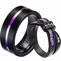 2 rings his and hers couple rings black gold filled womens wedding ring cz titanium steel mens ring wedding bands